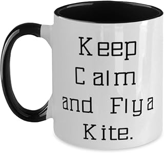 Kite Flying Gifts For Friends, Keep Calm and Fly a Kite, Fun Kite Flying Two Tone 11oz Mug, Cup From Friends, Outdoor activities, Summertime fun, Gift ideas for , Gift ideas for adults