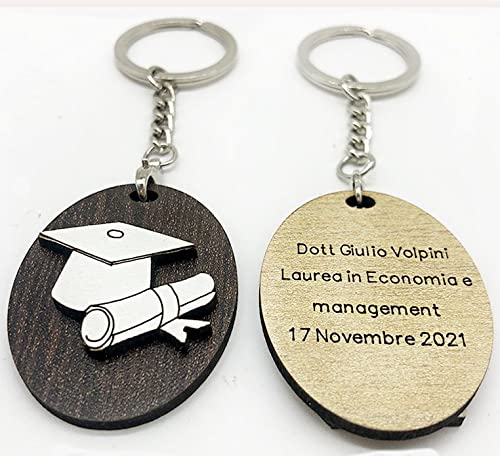 20 llaveros con colgante de madera y toque con pergamino + grabado personalizado, detalles de graduación.