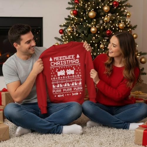 Meeowee Christmas Purr Purr Cat Sweatshirt - Image 4