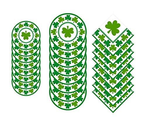 St Patrick's Day Lucky Shamrocks Party Supplies Bundle: Serves 16 Guests