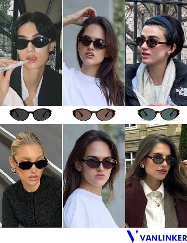 VANLINKER Polarized Retro Oval Sunglasses for Women Men Small Face Vintage 90s Shades VL98502
