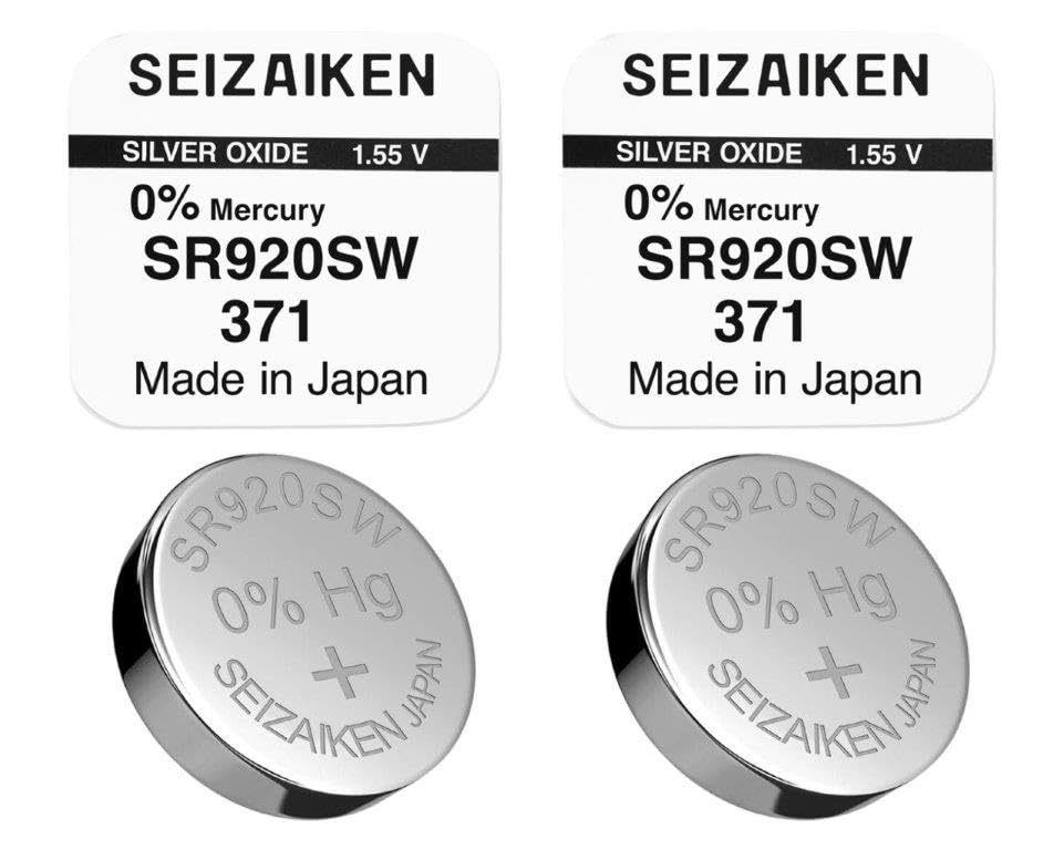 SEIZAIKEN 371 SR920SW - Pilas de botón (2 unidades, 1,55 V, óxido de plata, 0% mercurio, 100% fabricadas en Japón)