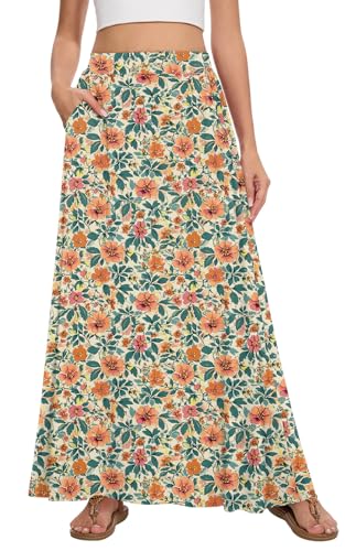 Image of Womens Maxi Skirt Long Flowy Summer A-Line High Waist Skirts