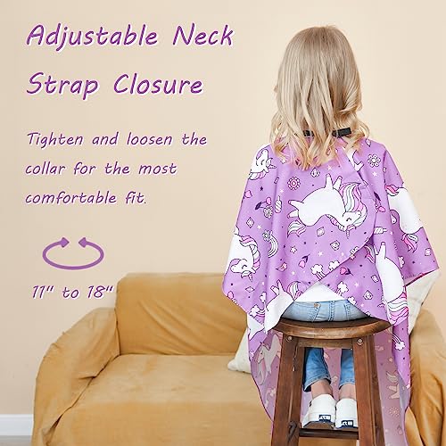 Iusmnur Kids Barber Cape, 51\"x36\" Professional Salon Hair Cutting Cape with Adjustable Neck Strap, Unisex Kids Haircut Cape for Hairdresser and Stylist (Rainbow Unicorn) - Thumbnail 3