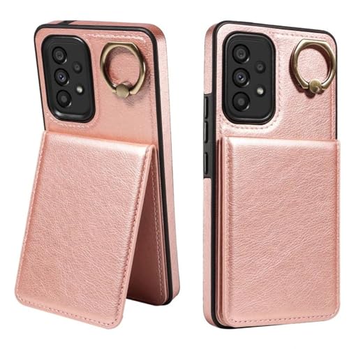 Étui Samsung S23 Ultra portefeuille en cuir or rose avec porte-carte et anneau