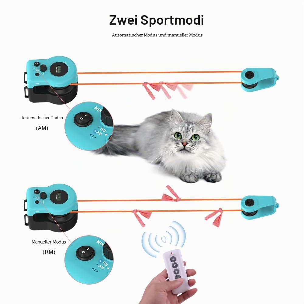 Interaktives Katzenspielzeug Drei-Anker-Design,Katzenspielzeug Selbstbeschäftigung Automatische/Ferngesteuerte Simulierte Mausgeräusche Katzenspielzeug Elektrisch Dreistufig Enstellbar Bissfest