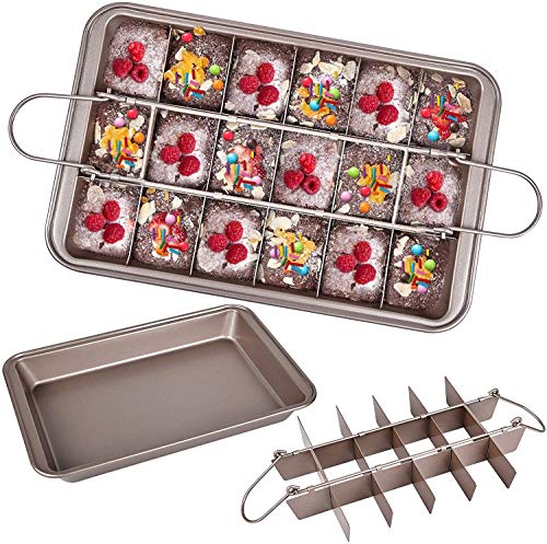 ZEUSE Brownie Tin,Brownie BakingTray with Dividers,Non-Stick Carbon Steel Brownie Pan Bakeware Chocolate Square Cake Tin for Ovenware Cookware Bakeware, 18 Removable Cavity - Image 6