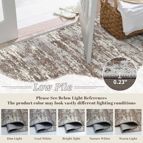 Tapete decorativo 3x5 pies antideslizante lavable marrón miniatura 4