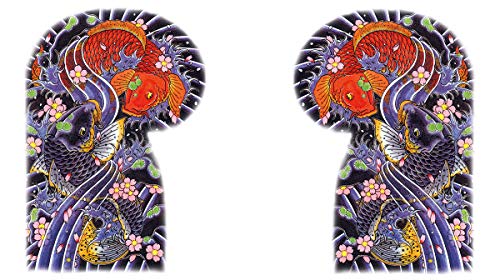 ［THE FANTASY］ タトゥーシール 龍 鯉 鳳凰 虎 トライバル 大型・A4 (mqc22s)