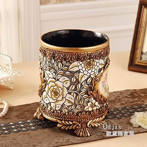 Miniatura 4 de ZELKON Trash Can Bedroom European-Style Living Room Without Lid Trash Can Fashion Creative Home Large Luxury Retro Round Rural Wastebasket