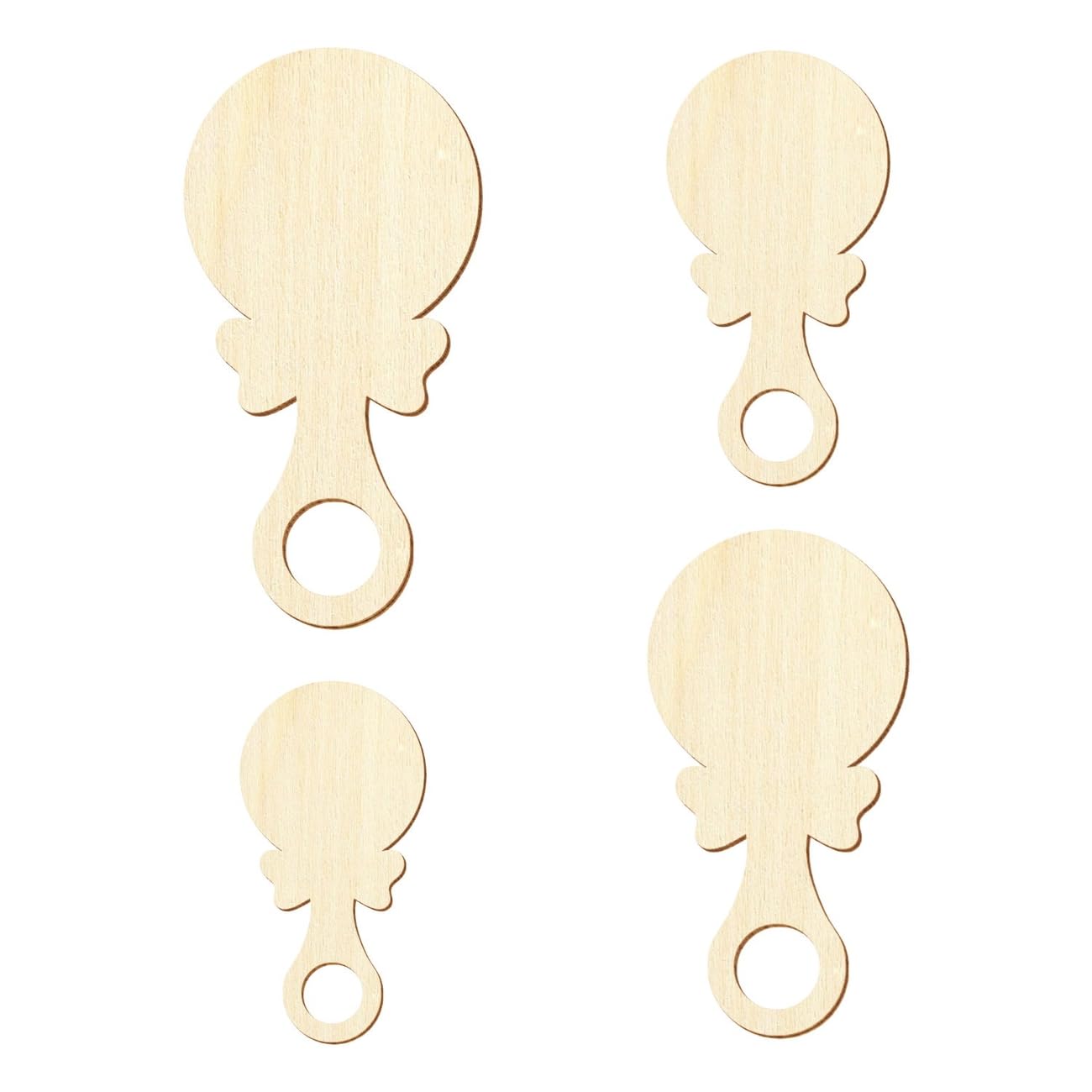 Sonajero de madera para bebé, decoración para manualidades, 3 – 50 cm, tamaño: 11 cm, paquete con:50 unidades