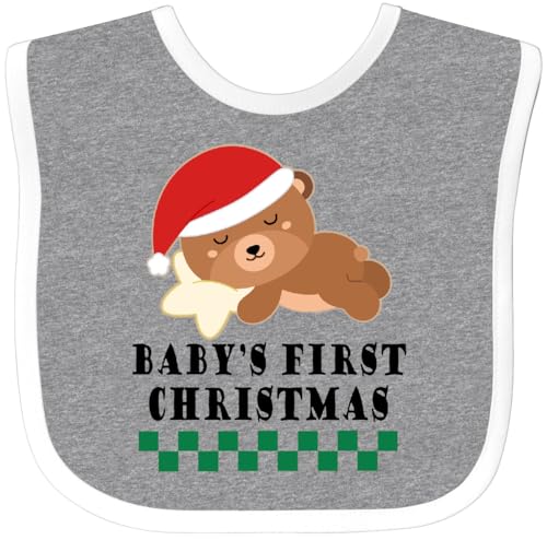 inktastic Babys First Christmas Santa Bear Baby Bib