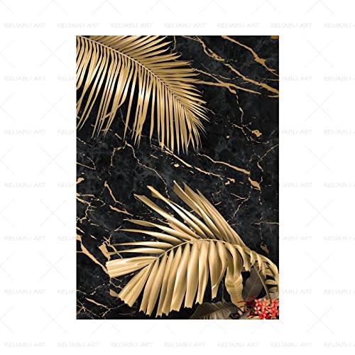 Affiches et impressions abstraites feuille d'or triptyque moderne pour déco salon chic - 4