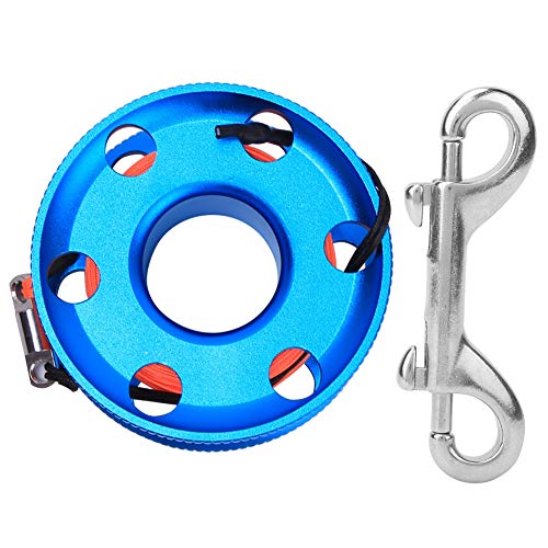 Xolsurg Stainless Steel Blue Scuba Diving Finger Spool Reel with Fluorescent LINE Underwater Snorkeling Accessory (30M)