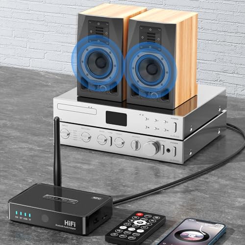Image of Etzin Bluetooth 5.1 Audio Receiver Transmitter,Wireless Audio Adapter NFC to RCA Stereo Audio Amplifier for Home Music Streaming-EPL-1097WA.