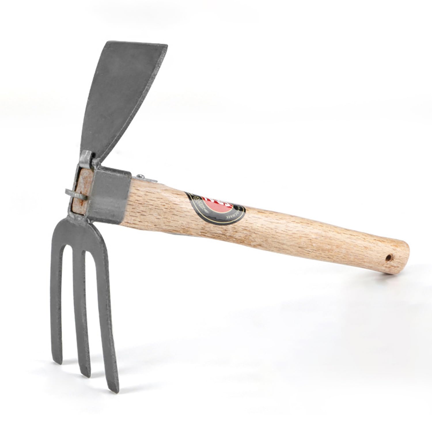 Garden Digging Hoe and Rake, Garden Digging Hoe with Wooden Handle, Hoe Garden Tool, Garden Hoe and Rake for Weeding, Planting Soil Smoothing and Loosening (Thickened Version)