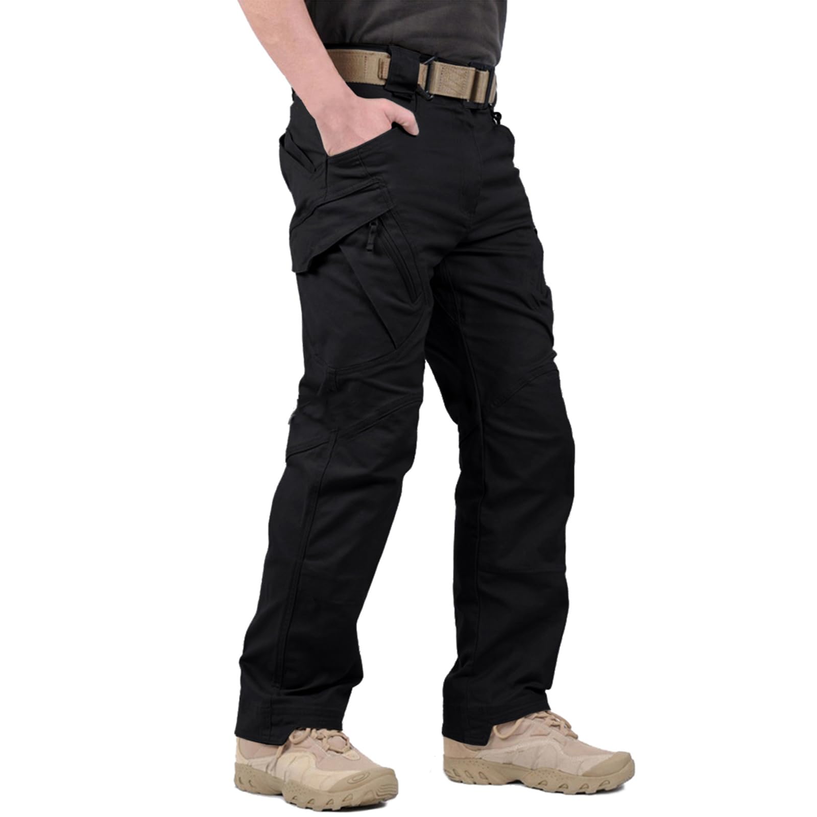HiwiseMen's Ripstop Tactical Pants Water Resistant Stretch Cargo Pants Lightweight EDC Hiking Work Pants