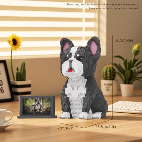 HJPLPXH Tier Hund Modell Haustier Französischer Bulldogge Mikro-Bauklötze Set mit geheimer versteckter Ablagebox drinnen, ideales Spielzeug für Hundefreunde, Kinder & Erwachsene