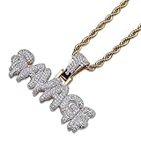 XINSHUN Hip Hop SAVAGE Bubble Letters Combine Pendant Necklace Hip Hop Men's Trendy Jewelry Gold Rope Chain Tennis Chain 24 in