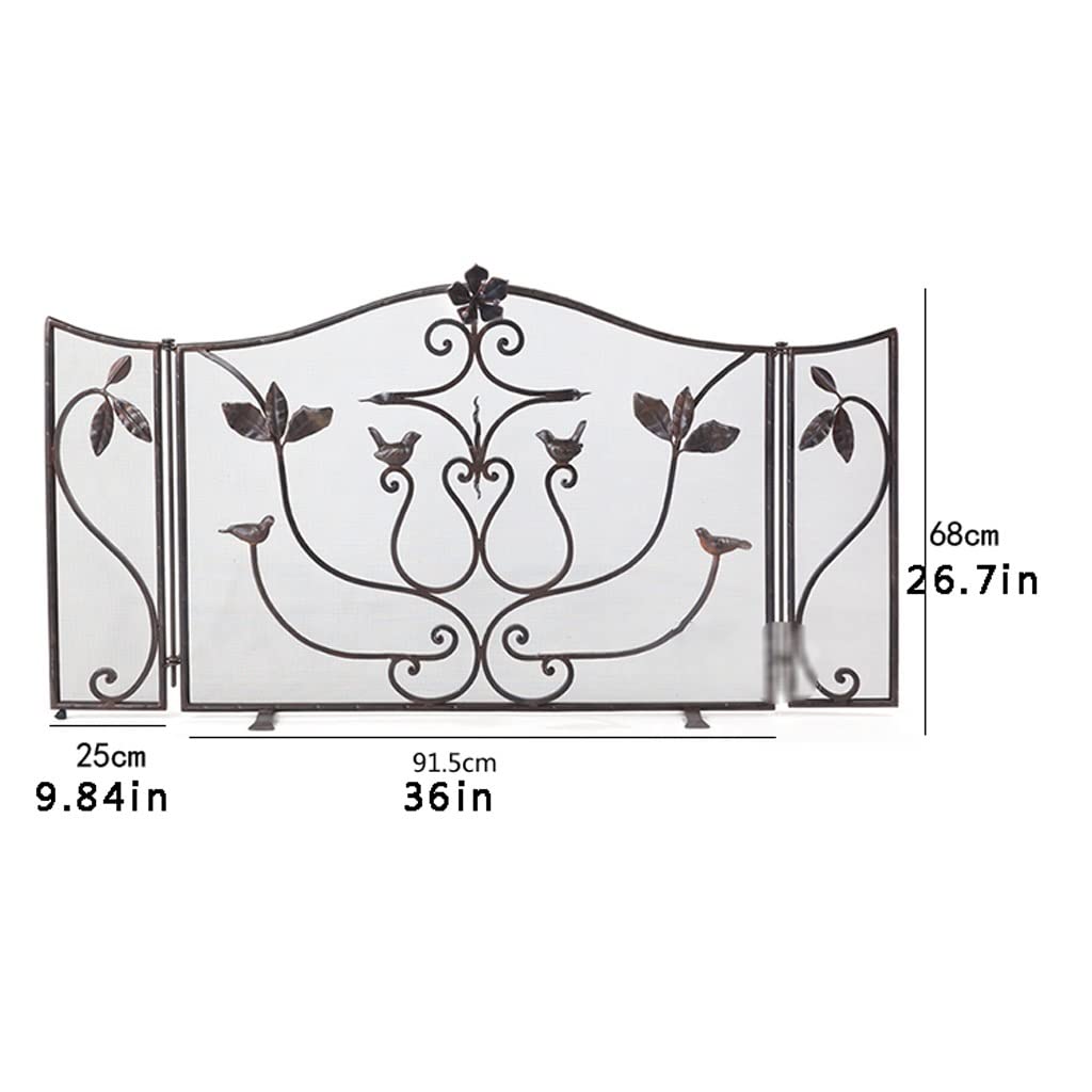 Kamintürgitter Eisen-Trennwaren mit europäischem Stil Brandschutzscheibe Kamin Bildschirm Funkenbildschirm Haushalt Wohnzimmer Funkenschutzabdeckung Fußbodenheizung Kaminschirme ( Color : Black )