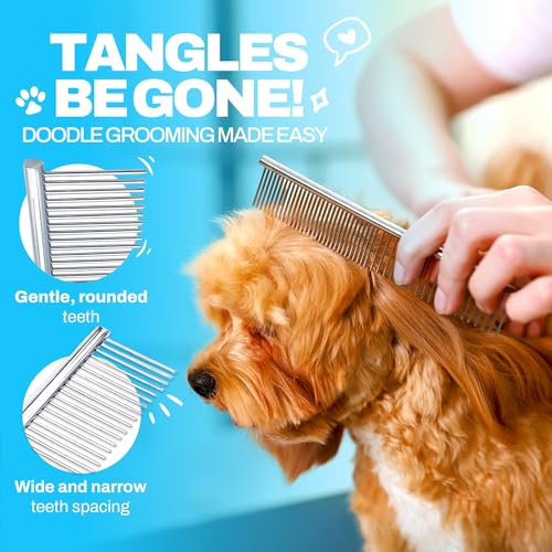 The Doodle Brush - Hundekamm, Haustier Kamm für Goldendoodles, Labradoodles & Hunde mit mittlerem & langem Haar, hundekamm pudel, Metallkamm, metallkamm hund, hundekamm langhaar, Metall Fellpflegekamm