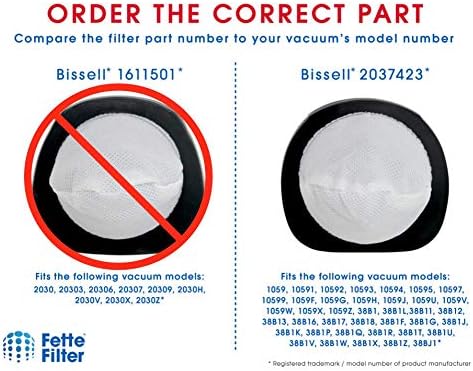 Miniatura 3 de Fette Filter - Filtro de vacío compatible con aspiradoras Bissell 3 en 1 Comparar con la pieza # 2037423, 203-7423 Paquete de 6