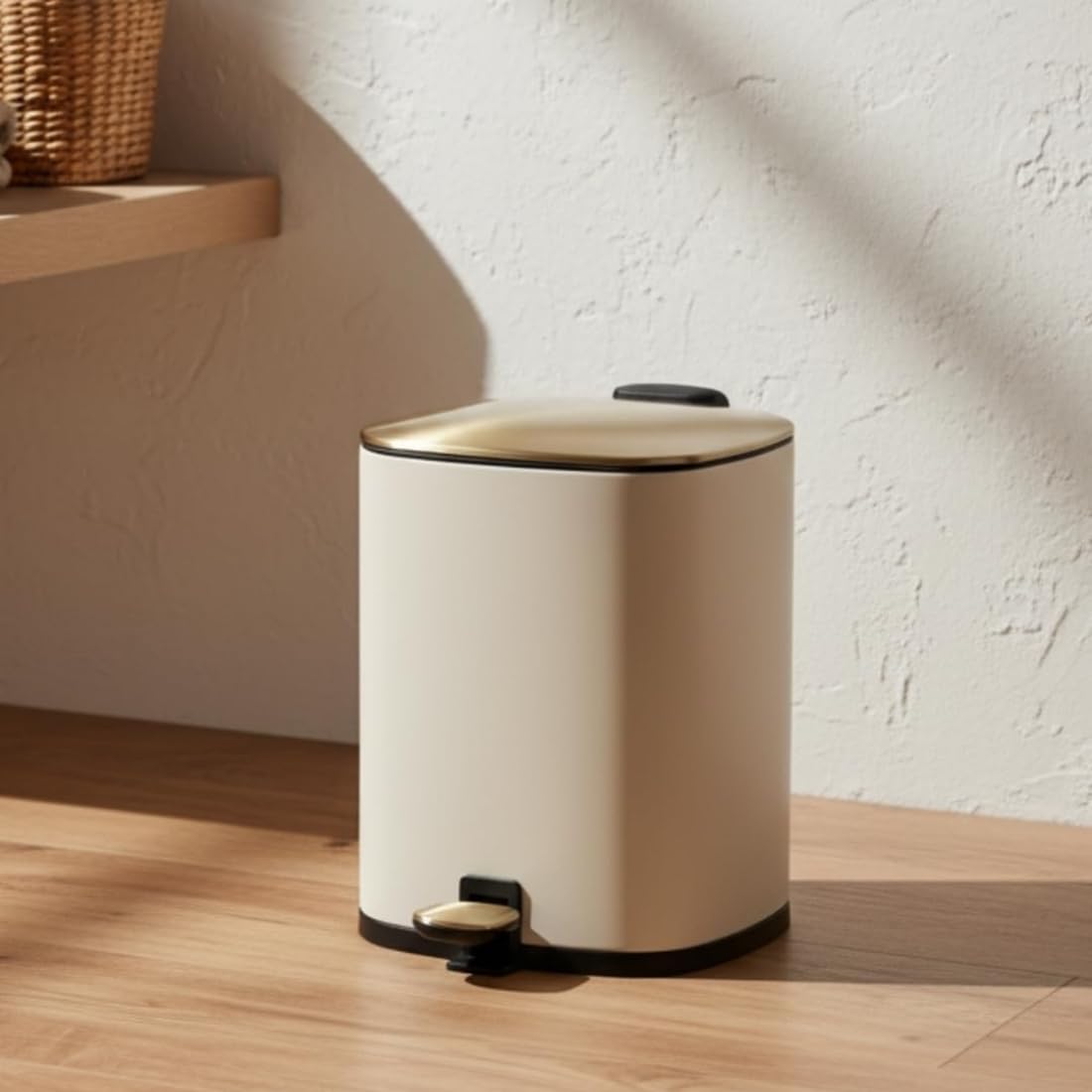 MASON HOME Helix Merlowe Circular Dustbin - Beige 6L | Essential - Utility - Trash - Garbage - Waste | Bathroom - Bedroom - Kitchen - Living Room - Office - Residential | Effortless - Elegant - Modern-image-26