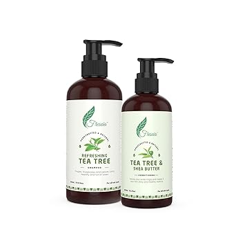 Frescia Tea Tree Shampoo & Conditioner Combo | Refreshing Tea Tree Shampoo | Tea Tree & Shea Butter Conditioner | No Sulphate, paraben, Silicon | For dull, dry, damaged, dandruff prone hair | makes hair smooth, soft & shiny, 300ml+200ml