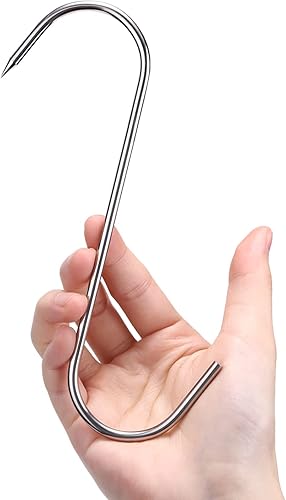 Miniatura 8 de 12 ganchos de carne, ganchos de carnicero de 5 pulgadas de acero inoxidable (0.157 in de diámetro), ganchos de procesamiento de carne en forma de S