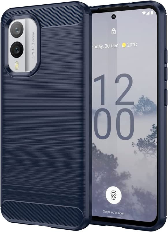 Image of NPRC Hybrid Ultra Slim Protective Case TPU Non-Slip Carbon Fiber Texture Shockproof Case Cover for Nokia X30 5g - Blue
