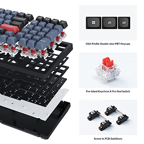 Image of Keychron K4 Pro Custom Wireless Mechanical Keyboard, 96 Keys Hot-swappable QMK /VIA Programmable Macro with K Pro Red Switch RGB Backlit Compatible Mac Windows Linux - Black