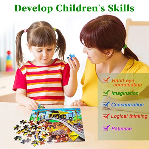 Lelemon Puzzles For Kids Ages 4-8,Construction Site 100 Piece Puzzles For Kids,Educational Kids Puzzles Jigsaw Puzzles In A Metal Box,Children 100 Piece Puzzle Games Puzzle Toys For Girls And Boys thumb #2