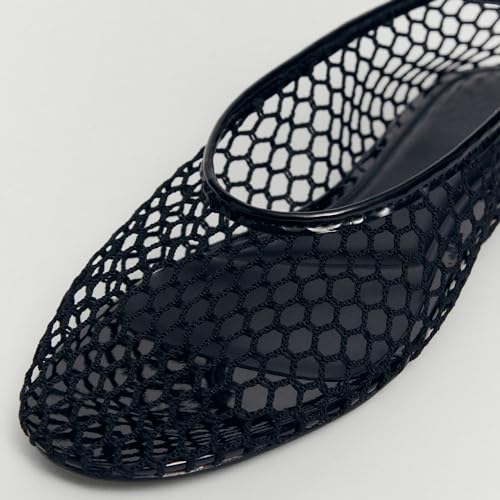 Mesh Ankle Strap Flats for Women Round Toe Ballet Flats Shoes,Casual Mary Jane Flats Comfortable Daily Dress Shoes