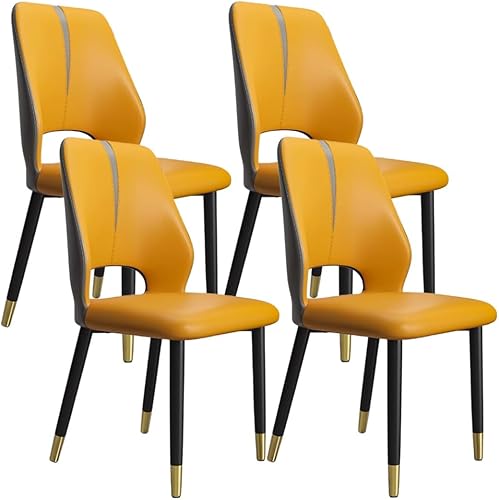 Miniatura 20 de YVYKFZD Juego de sillas de comedor de cuero, silla de comedor con respaldo curvado y patas de metal, sillas de cocina tapizadas, silla de sala de
