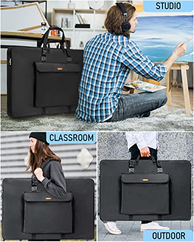 Nicpro Art Portfolio Bag 20 x 26 Inches, Waterproof Nylon Artist Case Carrying Bag Soft Sided with Shoulder Strap - Image 4