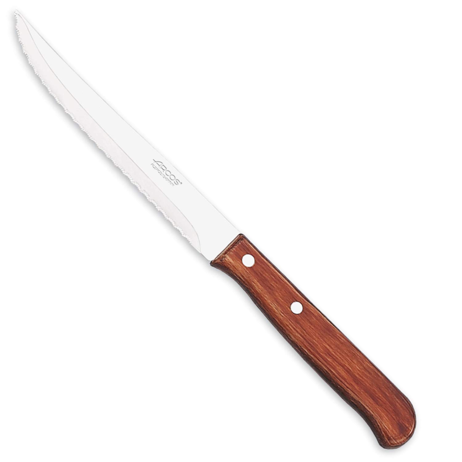 Arcos Serie Latina Caja 12 uds Cuchillo universal de cocina, Hoja serrada de Acero Inoxidable NITRUM de 130 mm, Mango de Madera comprimida Color marrón (12 UDS)