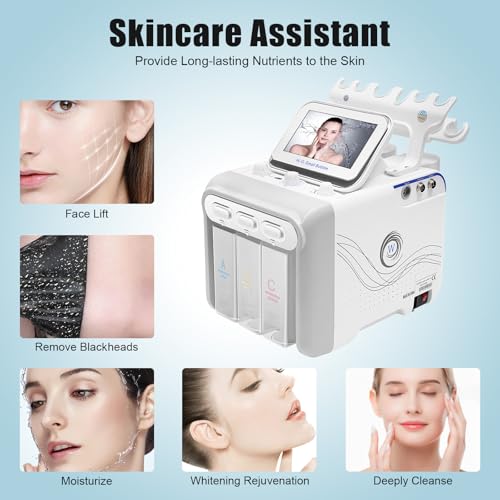 Bacocoo 6-in-1 Hydrogen Oxygen Facial Machine, Professional Blackhead Removal, Deep Cleansing & Hydration, Whitening Skin Care Device, SPA Beauty Tool with 6 Pro Heads. (110V 80W, White) - Image 3