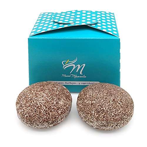 Champú sólido para cabello dañado, seco o fino - 100% natural - Con manteca de cacao - Aporta volumen, suavidad y brillo - No engrasa - Hecho en España - Pack 2 ud