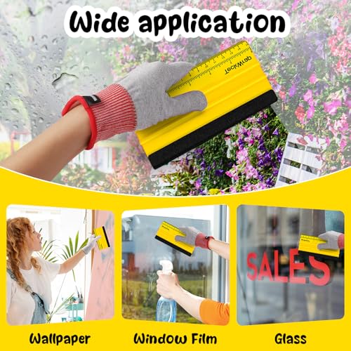Image of TECKWRAP Felt Squeegee Scraper Tool for Vinyl, Yellow, 6 inchx2.9 inch | For Vinyl, Decals, Inkjet Sticker Paper, and Wallpaper, Scratch-Free Application