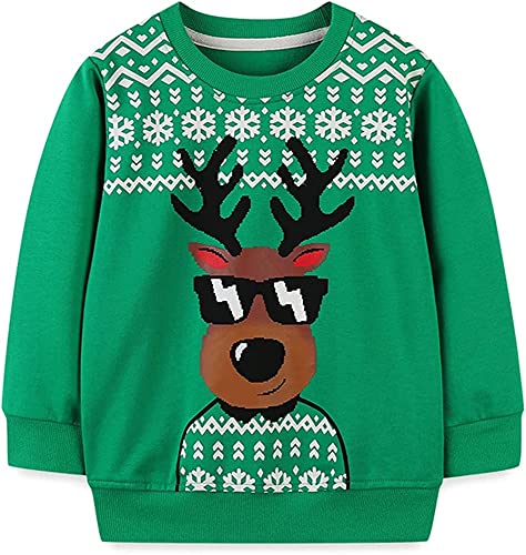 Toddler Boys Sweatshirts Christmas Kids Santa Reindeer Long Sleeve Tops Shirt 2-7T