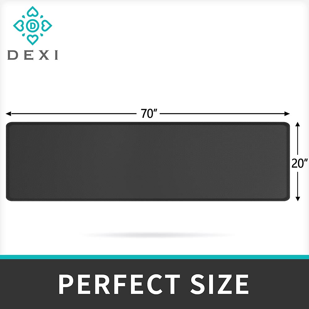 DEXI Anti Fatigue Kitchen Mat, 3/4 Inch Thick, Stain Resistant, Padded Cushioned Memory Foam Floor Comfort Mat for Home, Garage and Office Standing Desk, 70"x20", Black