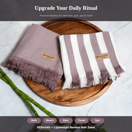 Image of 100% Bamboo Large Bath Towel | Buttery Soft, Ultra-Absorbent, Lightweight, Anti-Microbial, Hypoallergenic, Quick Dry | Suitable for Daily use, Travel, Gym, Swimming (Plum)