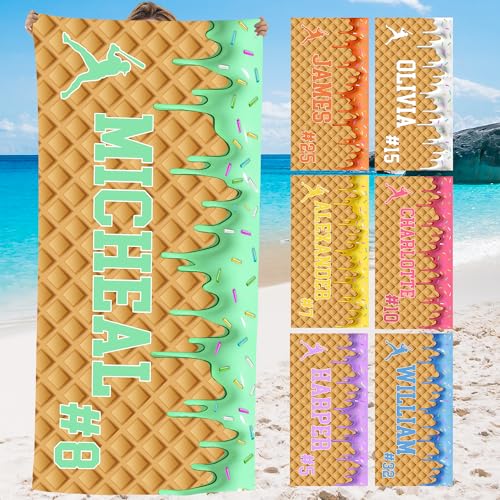 Funny Mug Personalized Beach Towels for Kids, Custom Ice