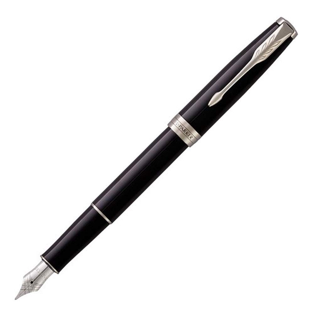 Parker Sonnet Fountain Pen | Black Lacquer with Palladium Trim | Medium Nib | Gift Box