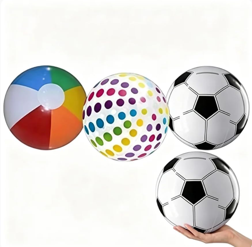 KSVFTB 3pcs Inflatable Ball, Beach Balls Inflatable, Giant Inflatable Ball for Pool and Outdoor Activities, Inflatable Football for Summer Parties，Birthday Party Supplies