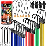 HORUSDY 30-Piece Premium Bungee Cords Assortment Jar, Includes...