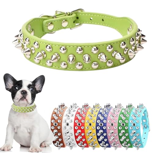 ❤【Collare per cani in pelle con borchie】Queste borchie cool non sono troppo affilate, quindi non danneggiano la pelle del tuo animale domestico, i rivetti anti-morso impediscono ai cani di combattere e mordere il collo dei cani.