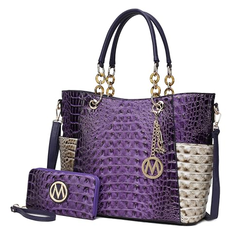 MKF Collection Croco Tote Bag for Women, Handbag Set with