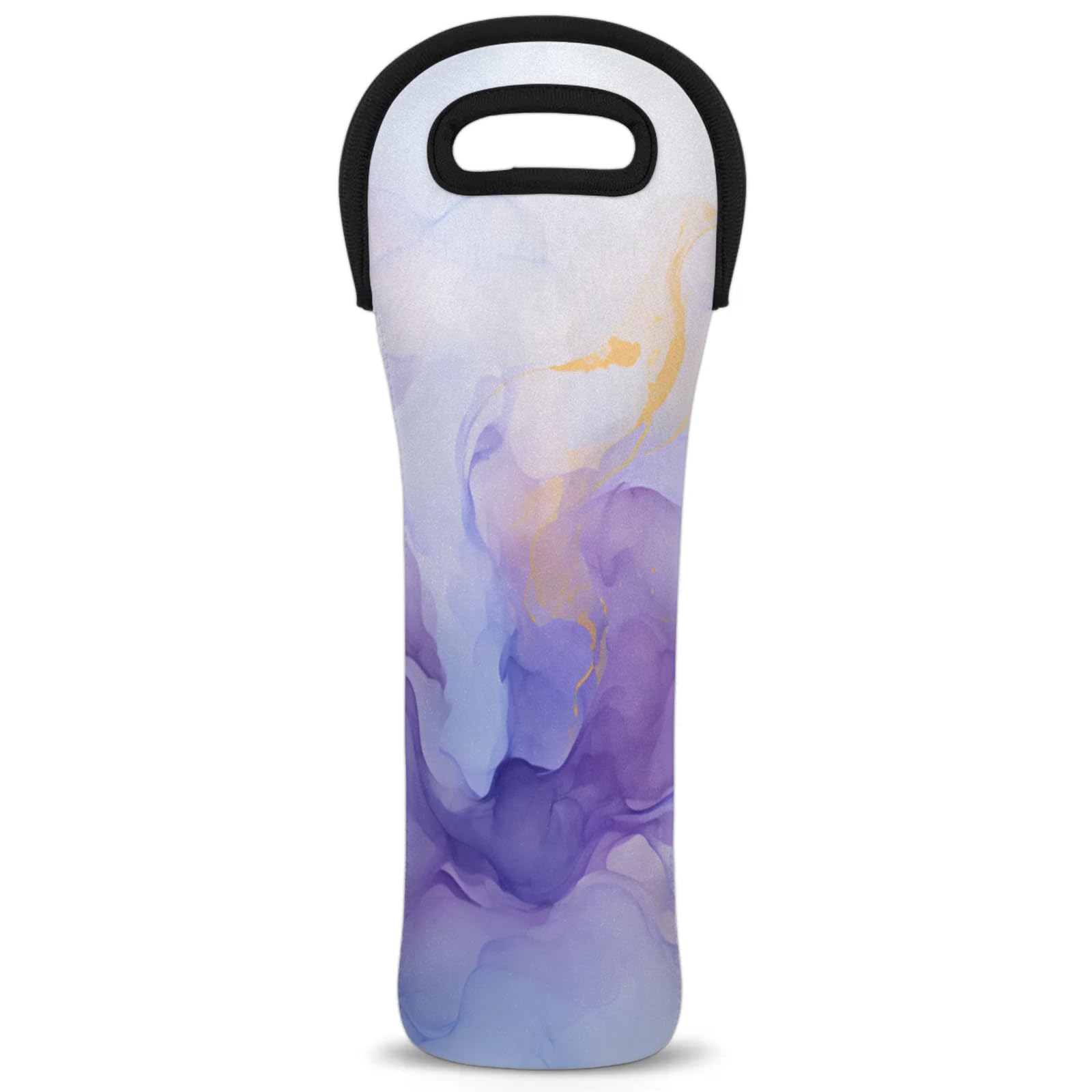 Neoprene Wine Tote Carrier Bag for Wine,Water, Champagne, Beer, Baby Bottles 15.6 x 5.1 Inches, Protective Wine Bag,Purple Abstract Gradient