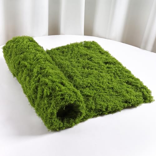 Kunstmoos zum Dekorieren Quadrat Moosmatte Künstliches Moos Kunstmoos zum Basteln Fake Dekomoos Bastelmoos Moos Deko für Wand Modellbau Krippe Aquarium Miniatur Garten Deko (Hellgrün)